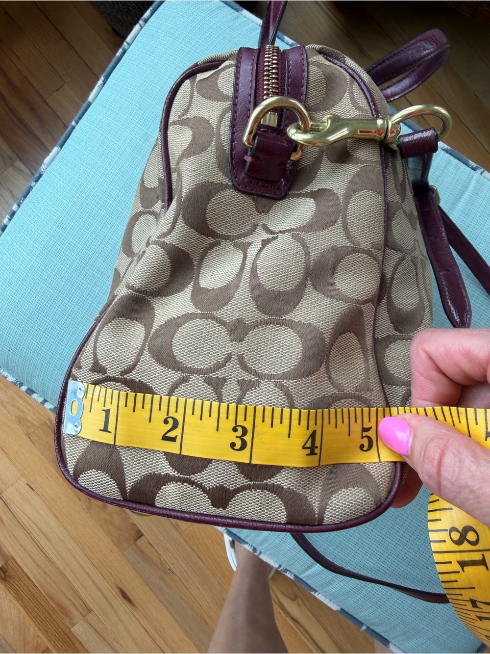 Vintage Coach Signature Stripe Nancy Crossbody + Satchel - Picture 9 of 12